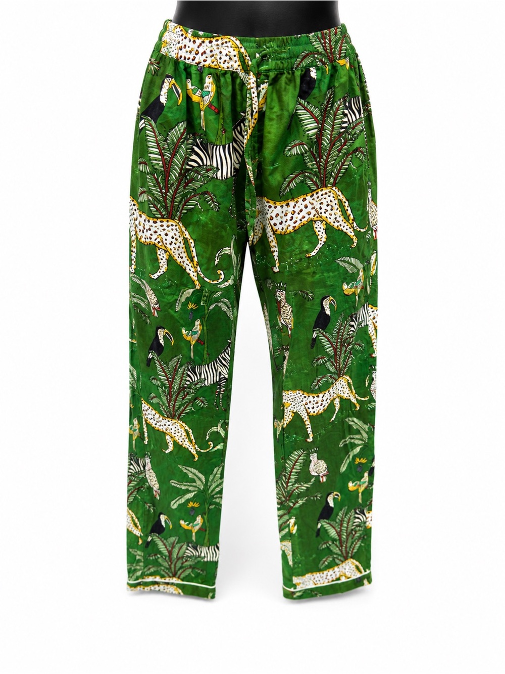 3 Piece Cotton Pajama Set Jungle Safari Animal Print Shirt Pants Shorts Small - Picture 8 of 10